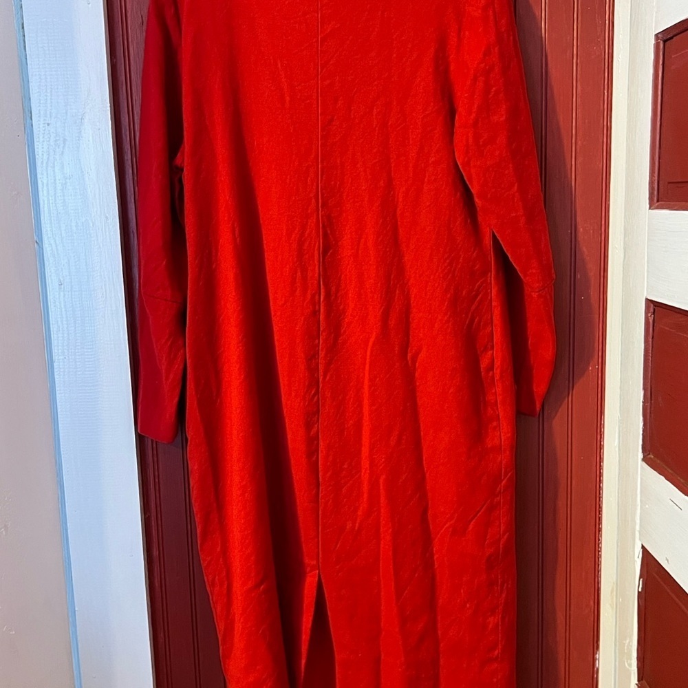 Vintage 80’s Givenchy EN Plus Vibrant Red Wool Long Sleeve Dress 14W - Picture 3 of 16
